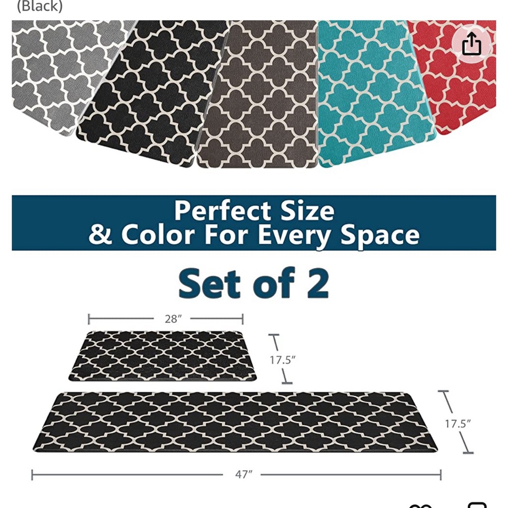 Black and white two-piece kitchen mat